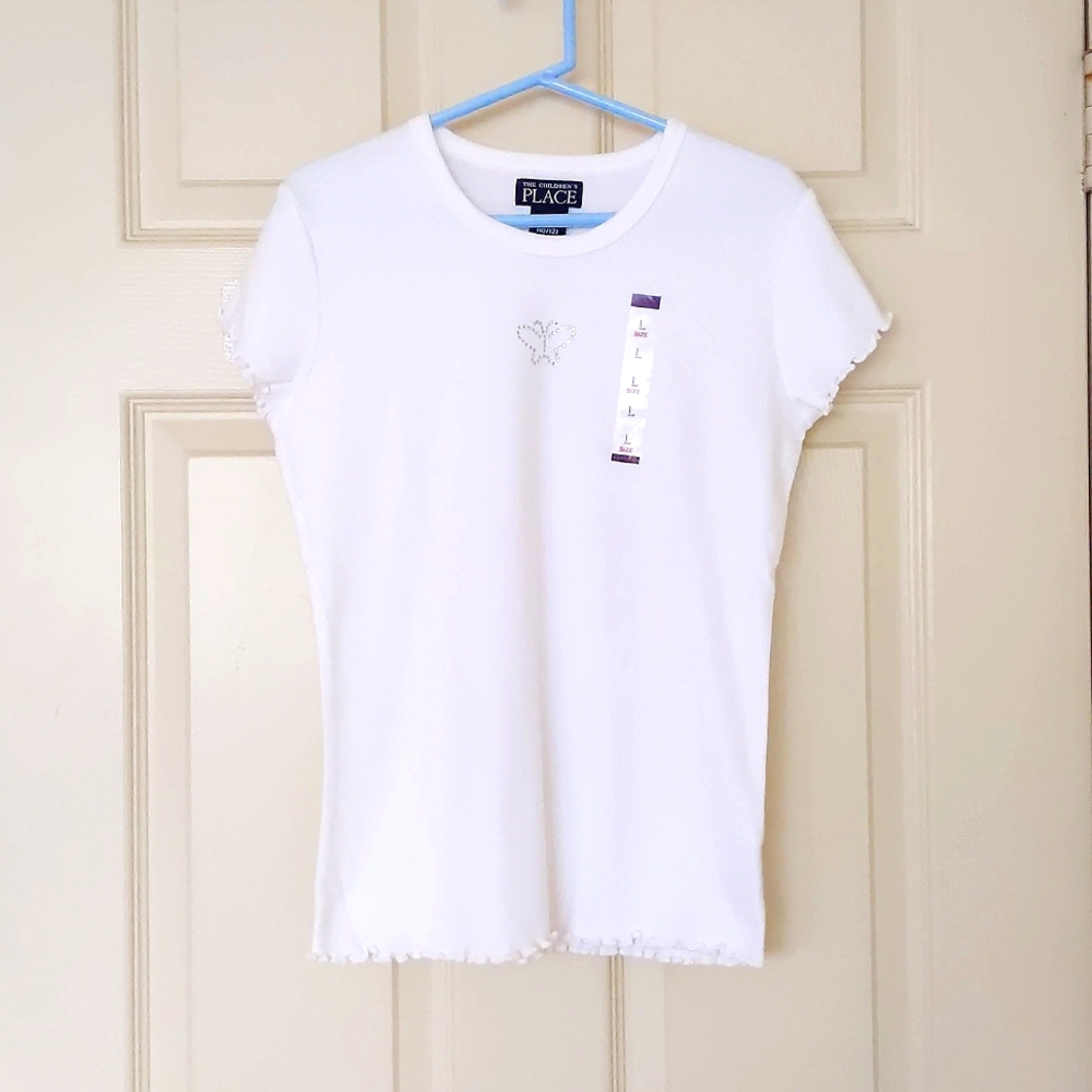 NWT The Children's Place 100% Cotton Short Sleeve Tee w/crystal butterfly design